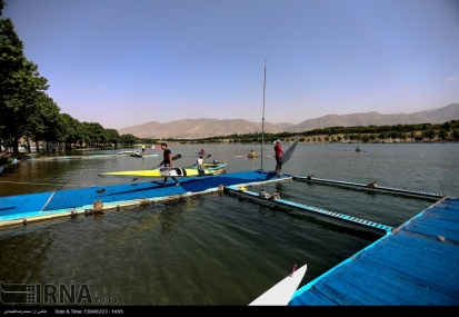 Tehran, Iran - Iran's rowing team training at Lake Azad Sports Complex 2