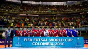 Iran players pose with their bronze medals at the FIFA Futsal World Cup 2016 in Colombia - (Photo by Jan Kruger - FIFA via Getty)