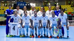 Players of Iran pose for a team photo before the bronze medal match - Iran vs. Portugal at the FIFA Futsal World Cup 2016 in Colombia (Photo by Alex Caparros - FIFA via Getty Images)