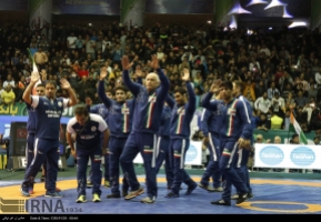 2017 Freestyle World Cup - Iranian wrestling team celebrating their gold medal (Photo credit IRNA)