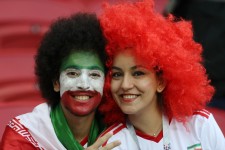 Iranian fans in Kazan Arena, Russia supporting their team during Iran vs Spain (photo Richard Heathcote, Getty Images Europe)