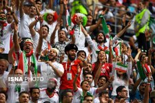 Iranian fans in St. Petersburg Stadium, Russia supporting their team during Morocco vs Iran (photo Borna Ghasemi, ISNA)