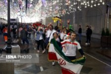Iranian fans supporting their team in St. Petersburg, Russia on the eve of the tournament (photo Borna Ghasemi, ISNA)