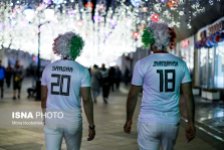 Iranian fans supporting their team in St. Petersburg, Russia on the eve of the tournament (photo Mona Hoobehfekr, ISNA)