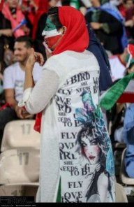 Iranian fan during half time in Azadi Stadium, Tehran. Photo credit: IRNA.